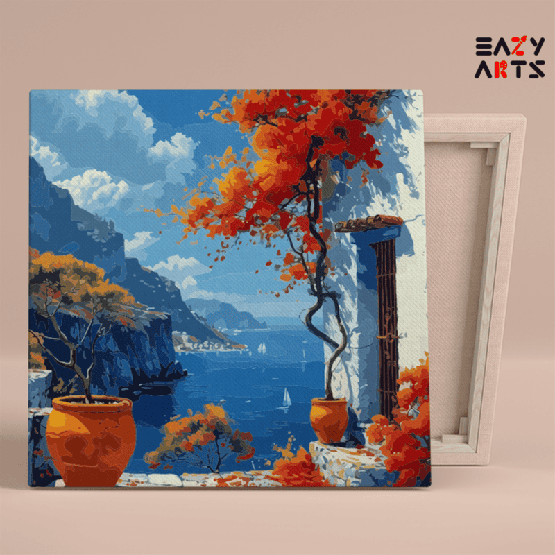 Mediterranean Coastal Home Escape Paint by Numbers Kit