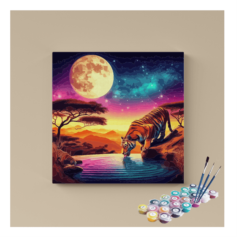 Majestic Moonlit Tiger Paint by Numbers Kit