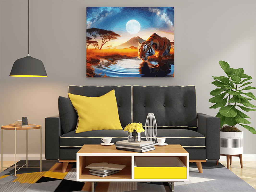 Moonlit Savannah Tiger Paint by Numbers Kit
