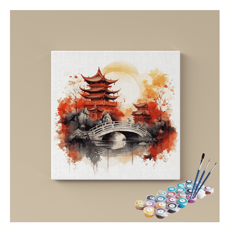 Autumn Tranquility Temple Paint by Numbers Kit