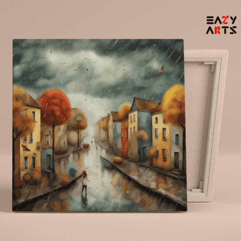 Autumn Rain Street Paint by Numbers Kit