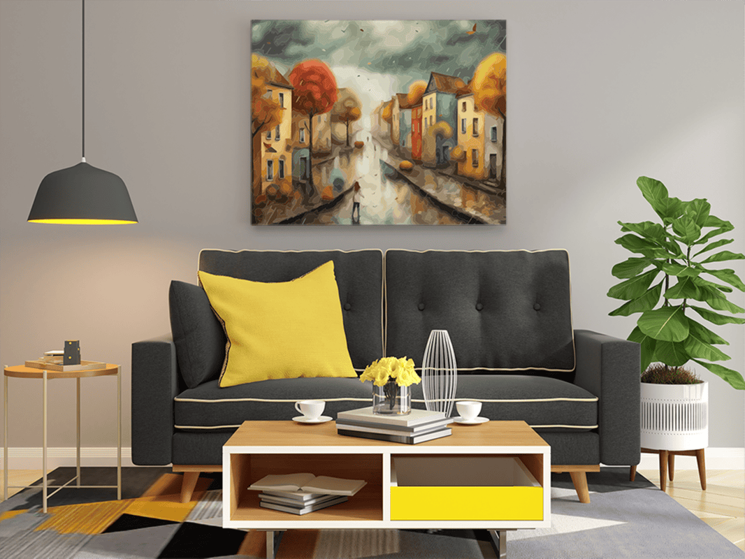 Autumn Rain Street Paint by Numbers Kit