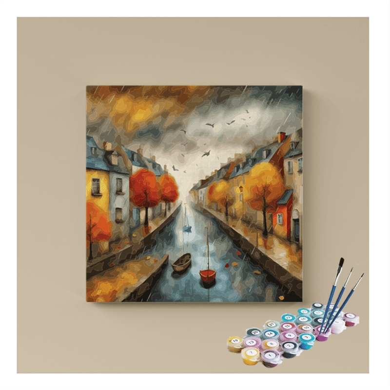 Autumn Canal Serenity Paint by Numbers Kit