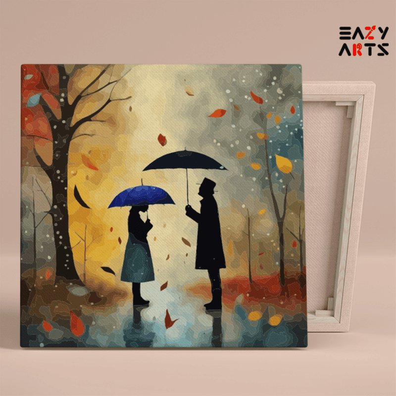 Lovers Under Umbrella: Autumn Romance Paint by Numbers Kit