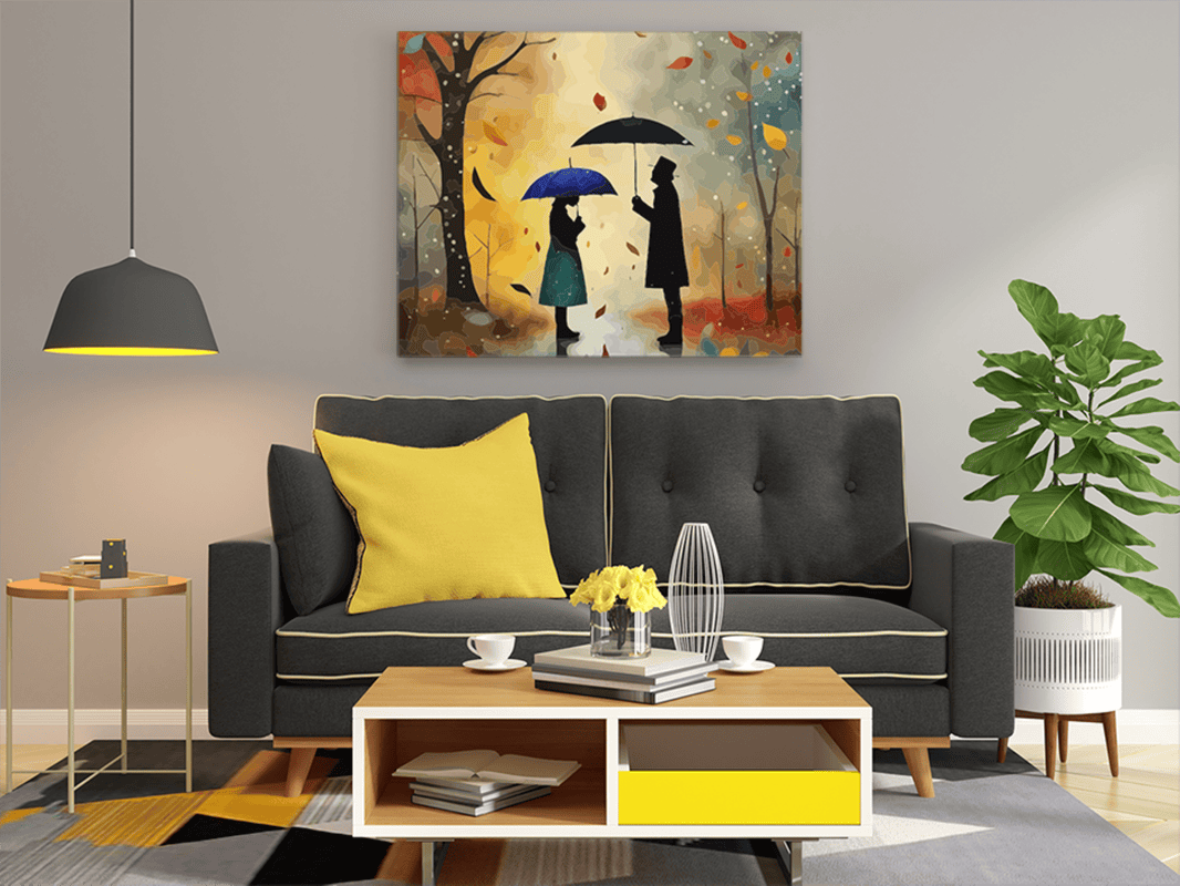 Lovers Under Umbrella: Autumn Romance Paint by Numbers Kit