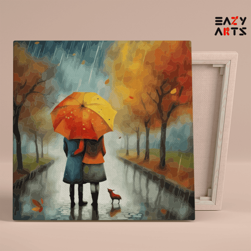 Cozy Walk in the Rain: Autumn Companions Paint by Numbers Kit
