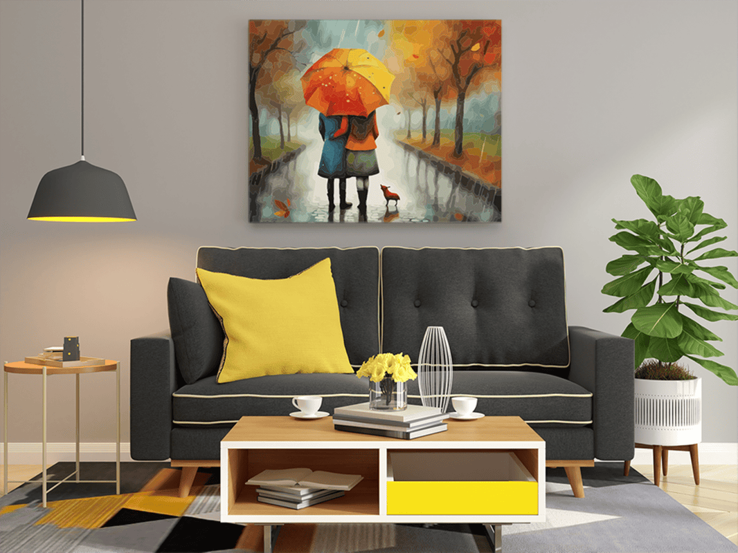 Cozy Walk in the Rain: Autumn Companions Paint by Numbers Kit