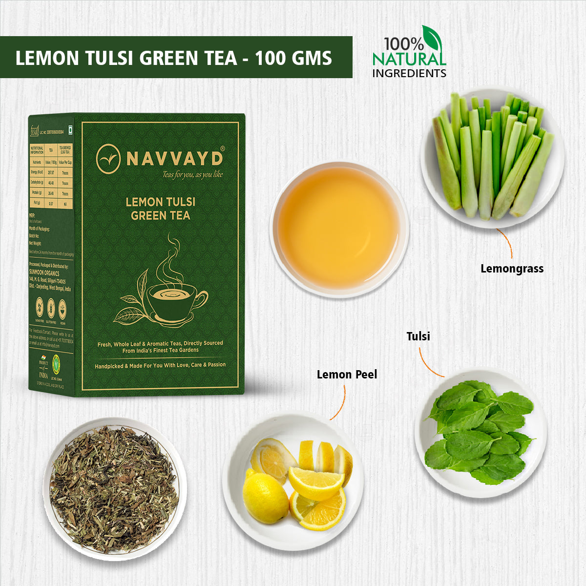 Navvayd Lemon Tulsi Green Tea - 100 gms