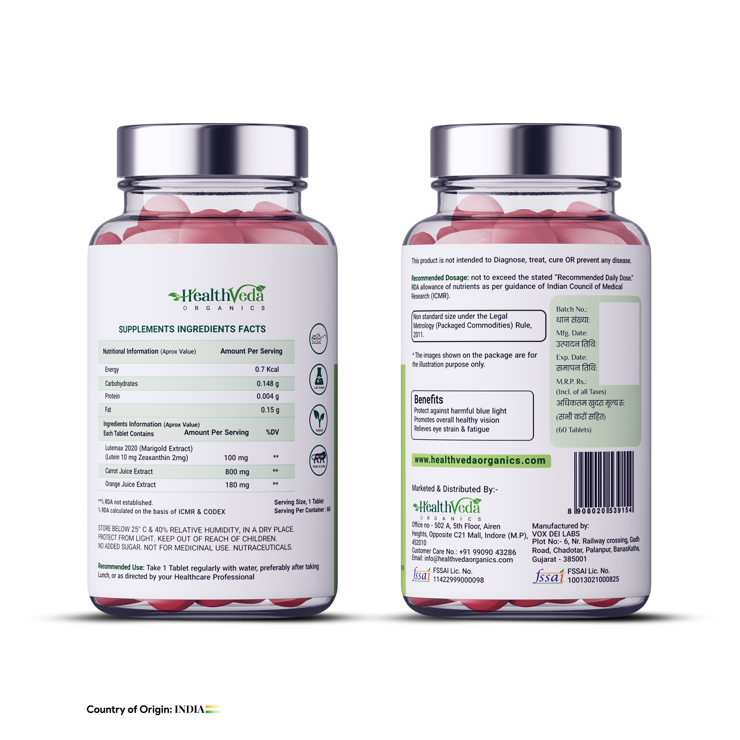 Health Veda Organics Eye Care 1000 mg - 60 tabs