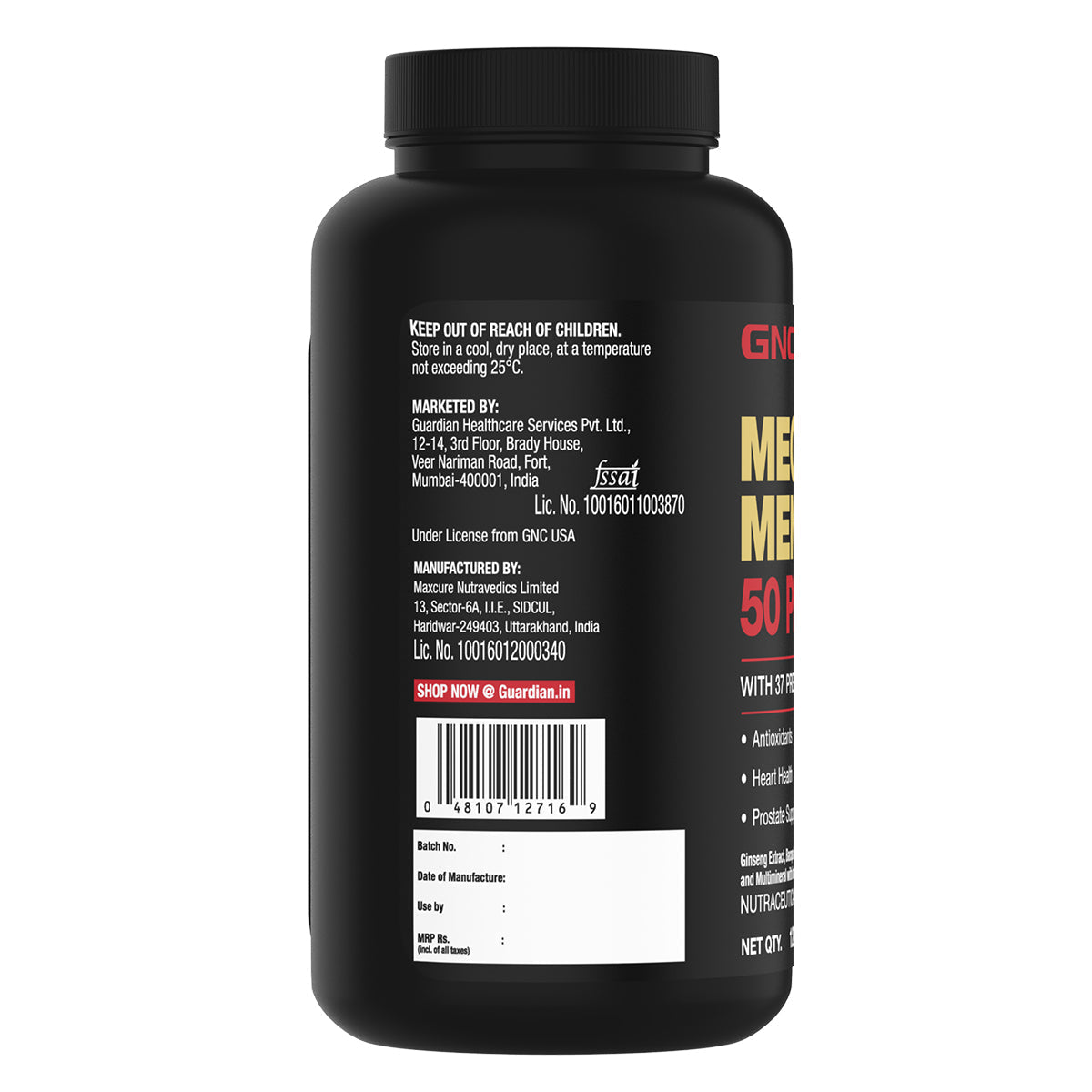 GNC Mega Men 50 Plus Multivitamin  For Healthy Heart Prostate Support & Well Being - 120 tabs