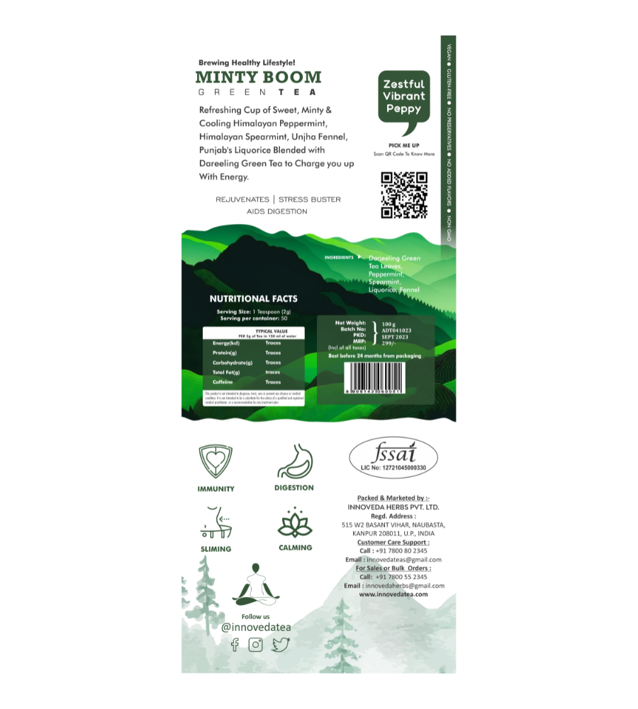 Innoveda Minty Boom Green Tea - 100 gms