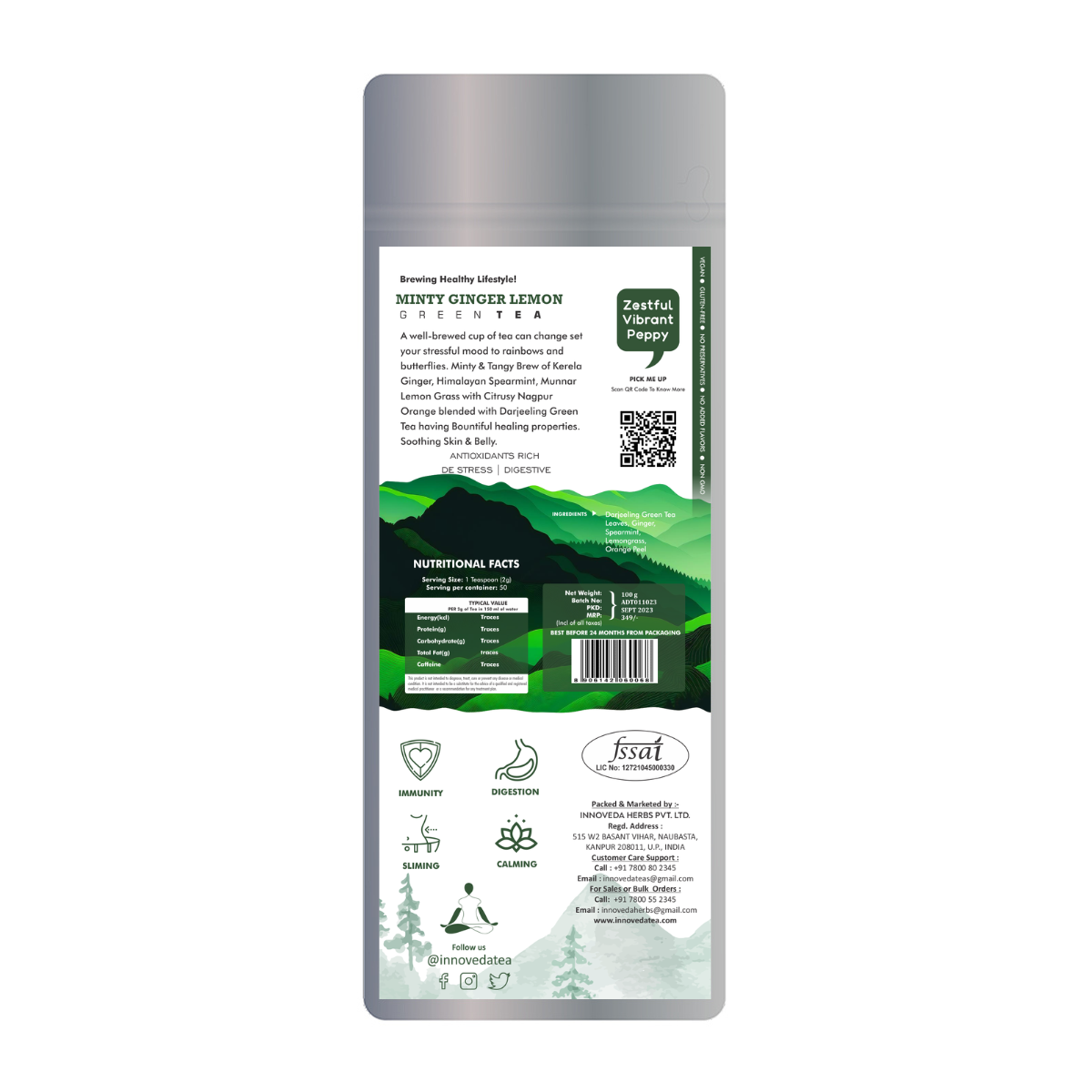 Innoveda Minty Ginger Lemon Tea - 100 gms
