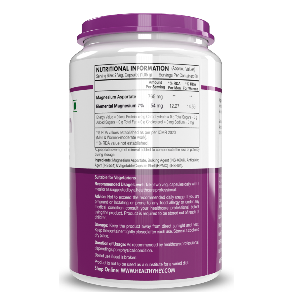 Healthyhey Magnesium Aspartate - 120 Vegetable Capsules