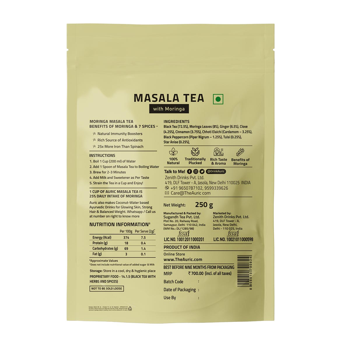 Auric Masala Tea Kadak Masala Chai Powder with Moringa