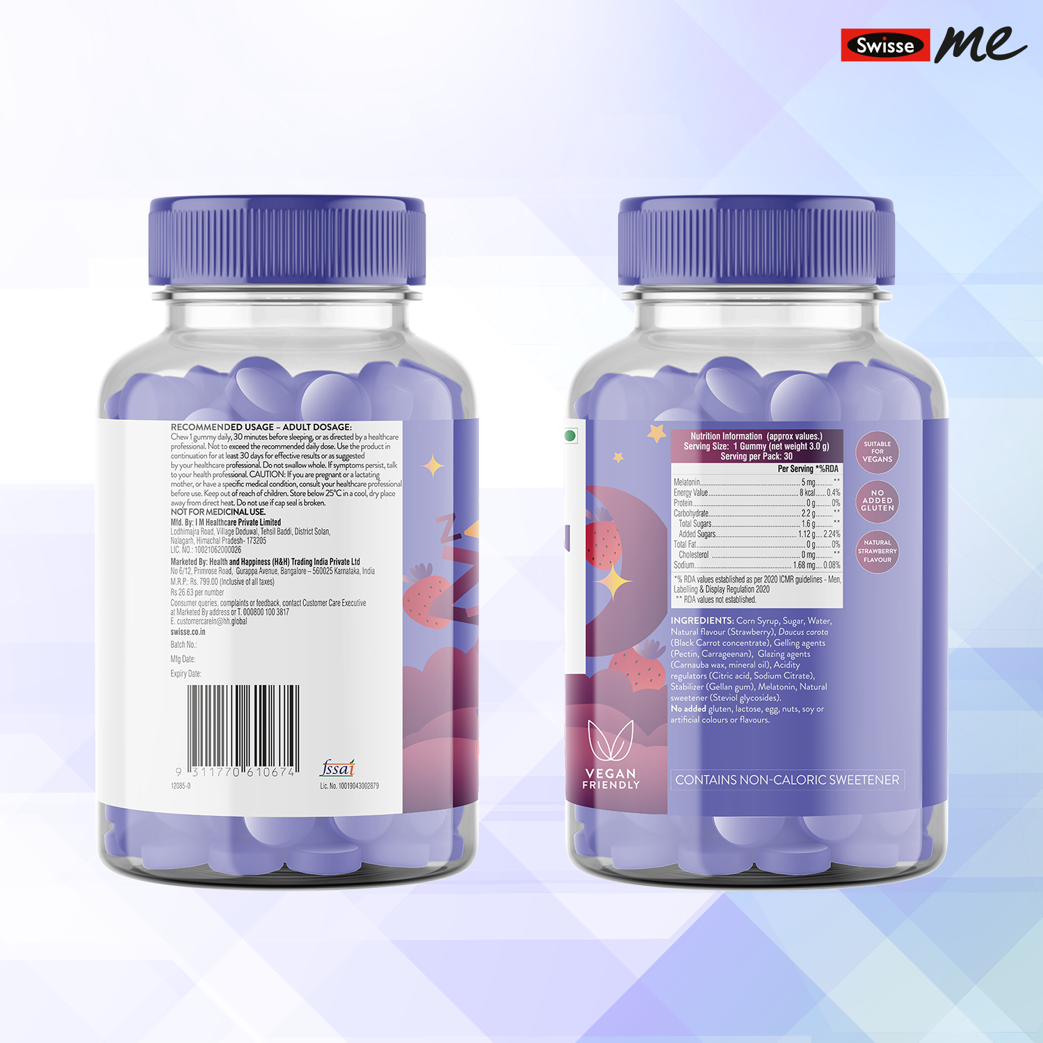 SwisseMe Melatonin Gummies - 30 Gummies