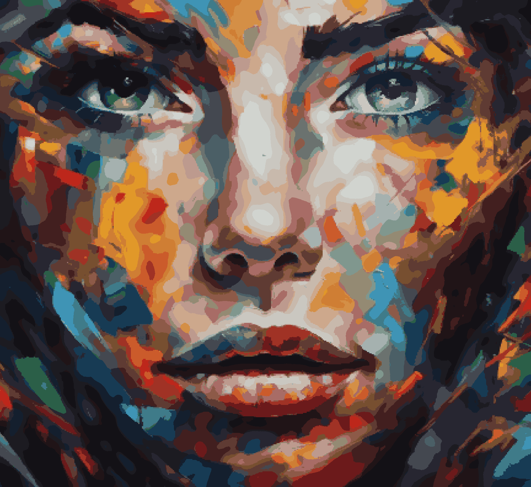 Mix Thoughts  Colourful Strokes on Face