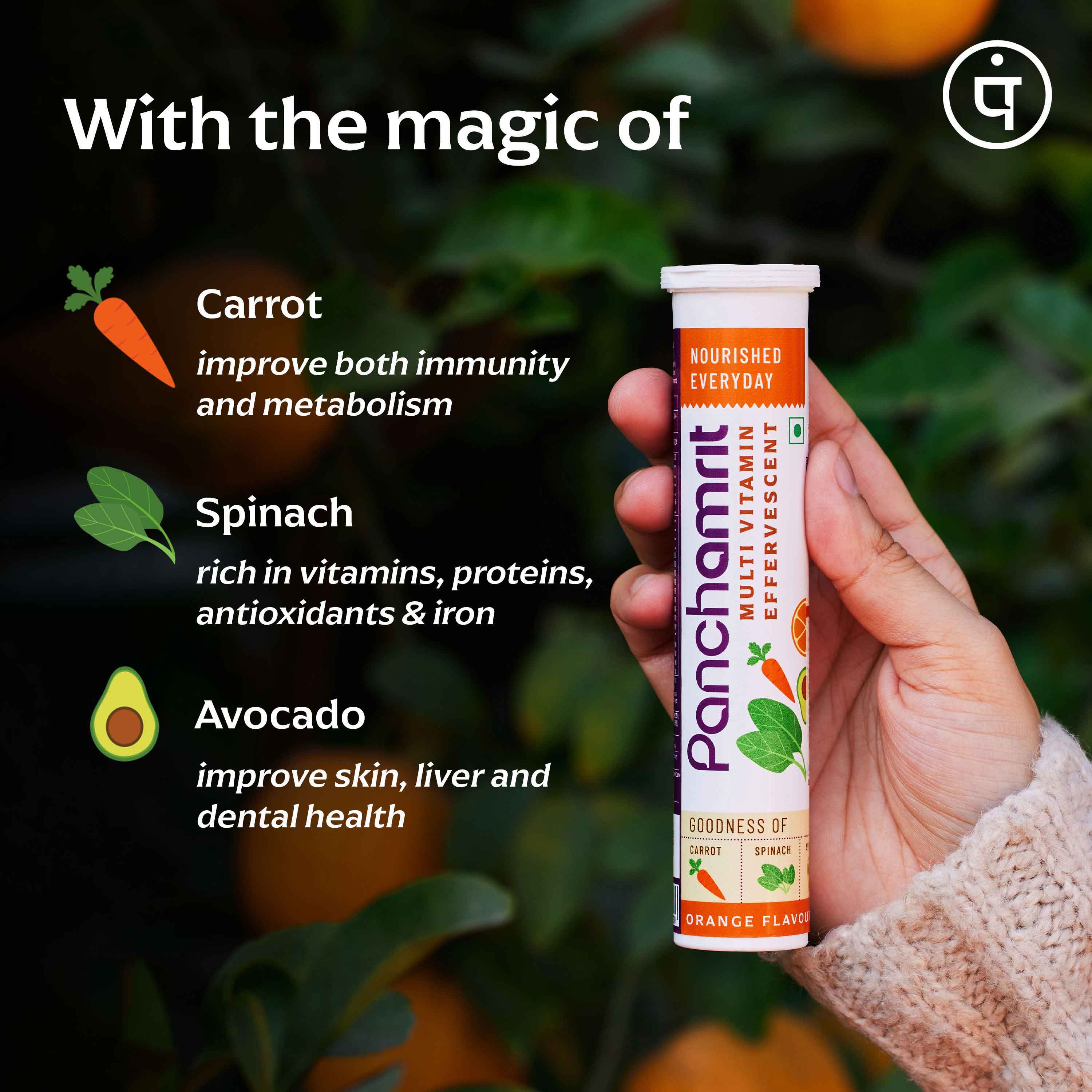 Panchamrit Multivitamin Effervescent Tablets Orange Flavor
