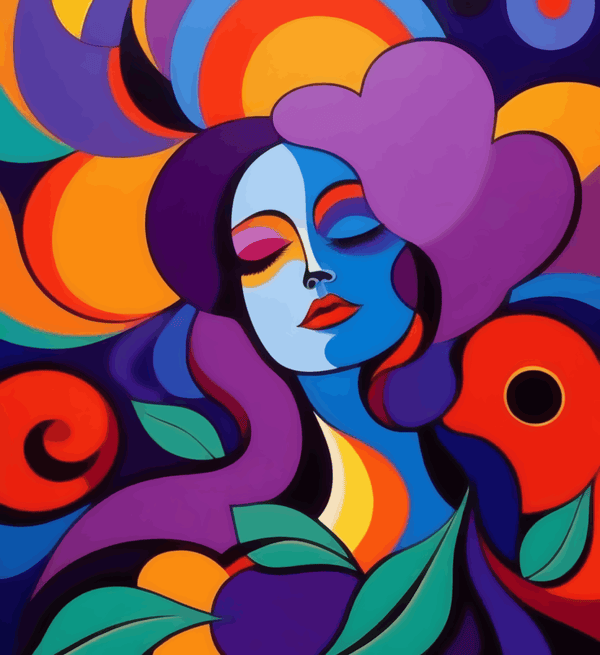 Paint Waint A Lady with Flowers Around