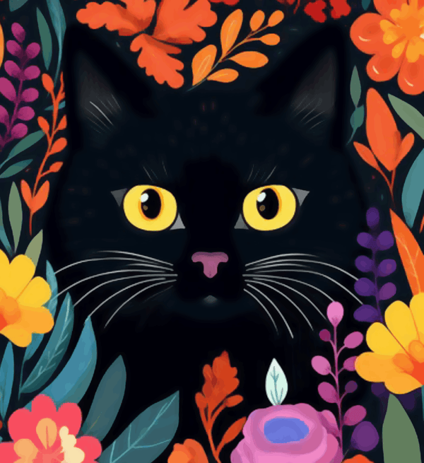 Paint Waint Black Cat Portrait