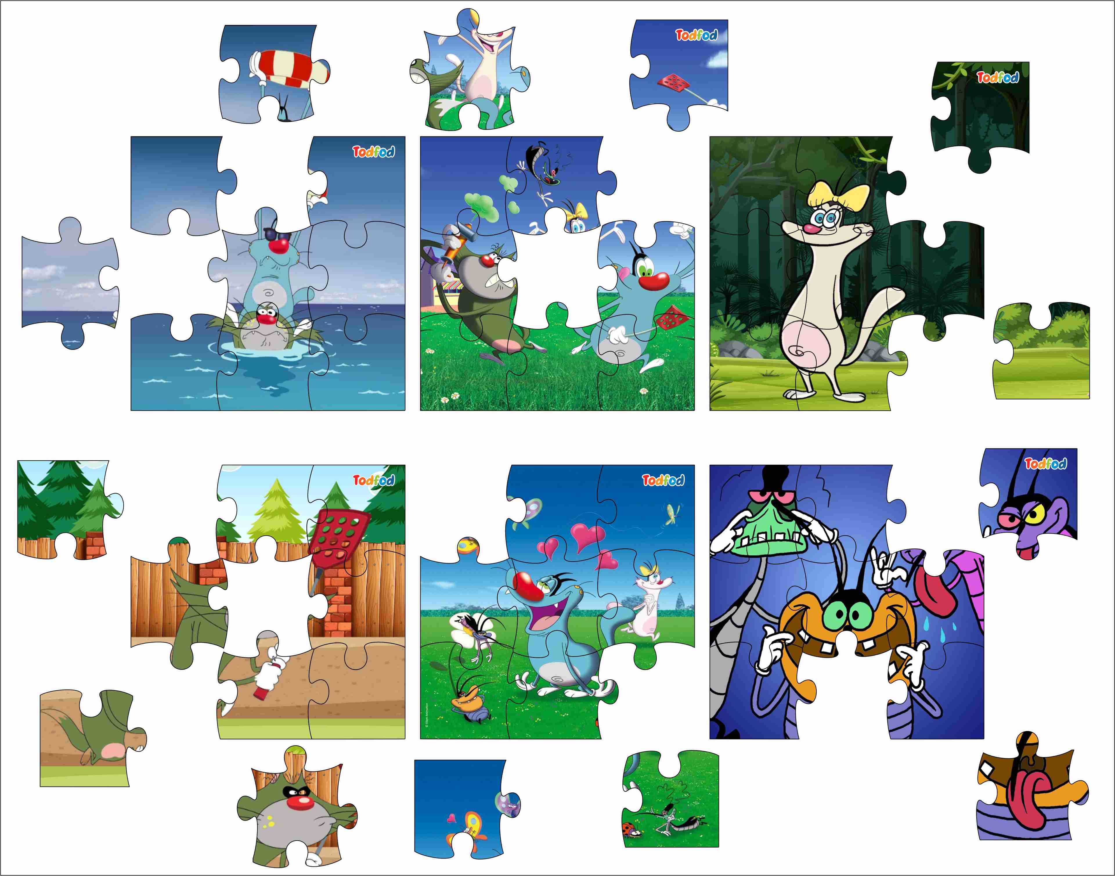 Wooden Jigsaw Puzzle - Oggy and the Cockroaches