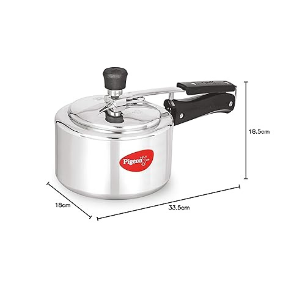 Pigeon by Stovekraft CaIida Induction Base Aluminium Pressure Cooker with Inner Lid, 3 litres, Silver