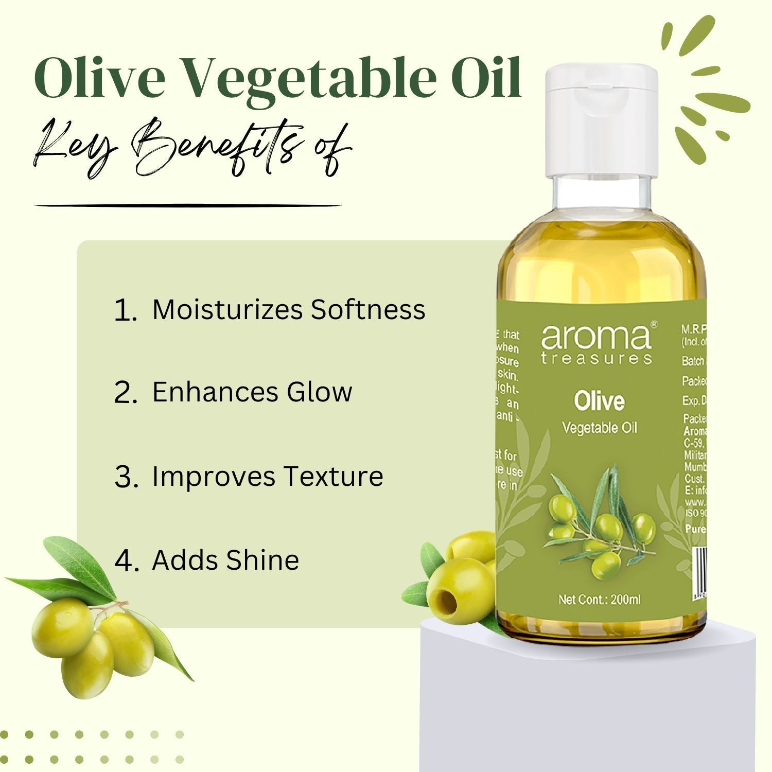 Aroma Treasures Olive Vegetable Oil (200ml)