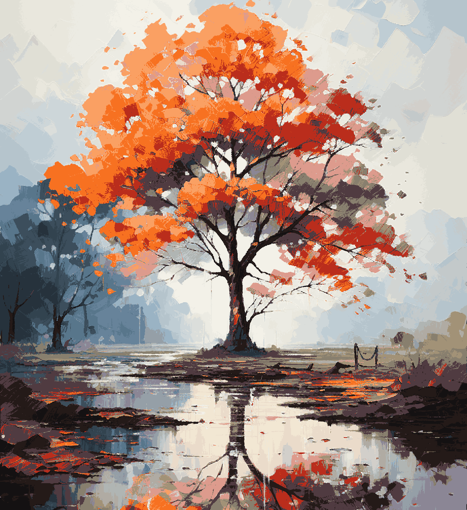 Orange Tree Between Lake