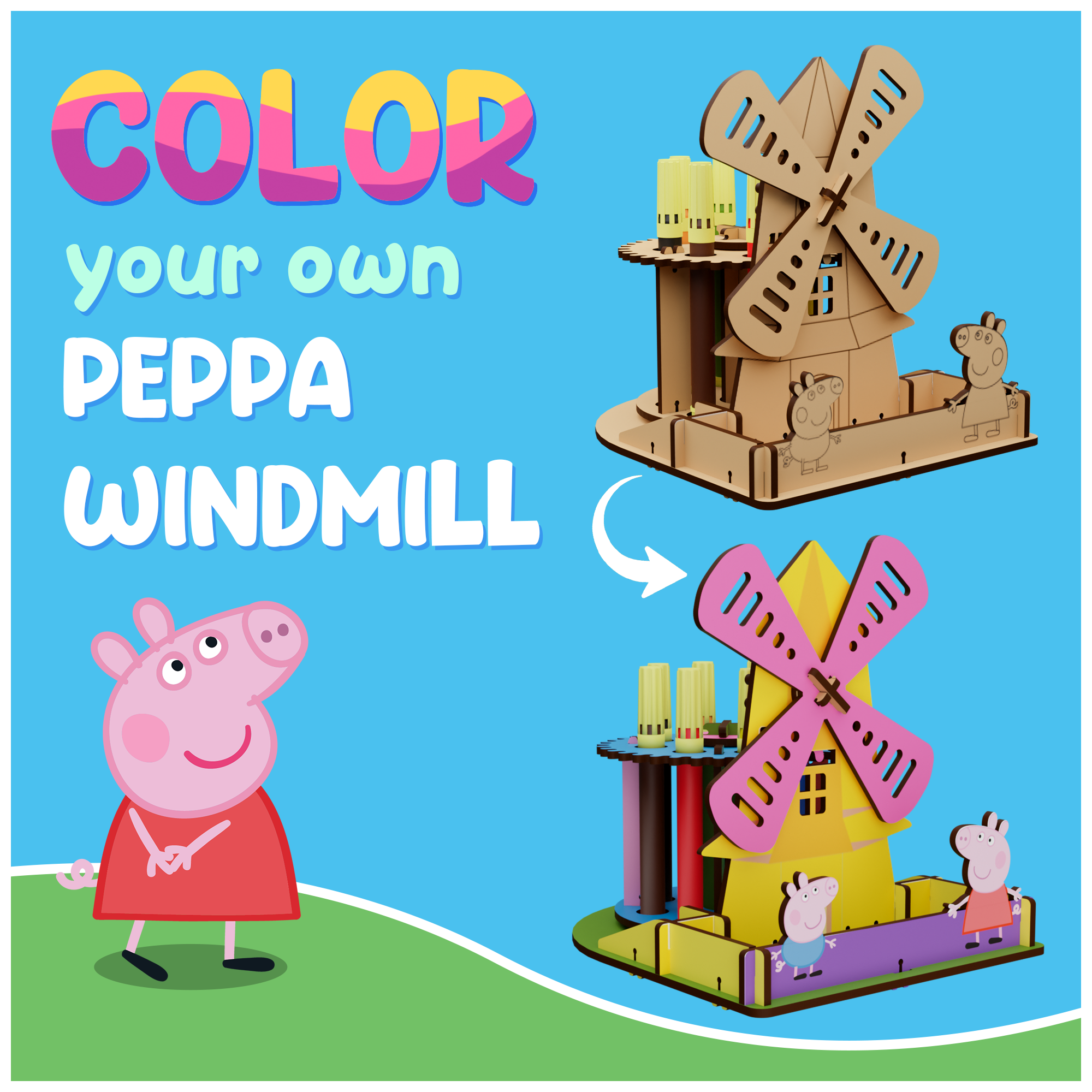 Peppa's DIY Windmill Pen Stand- Learn about Electricity