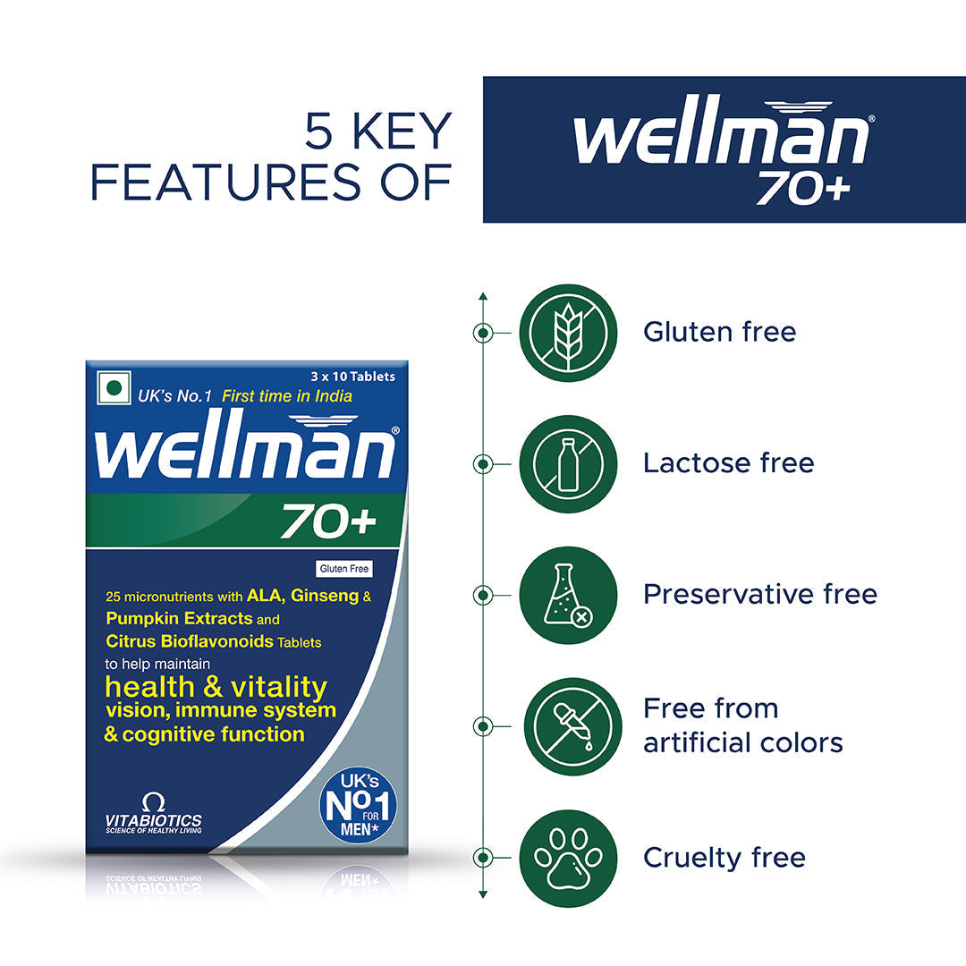 Vitabiotics Wellman 70+ - 30 tabs