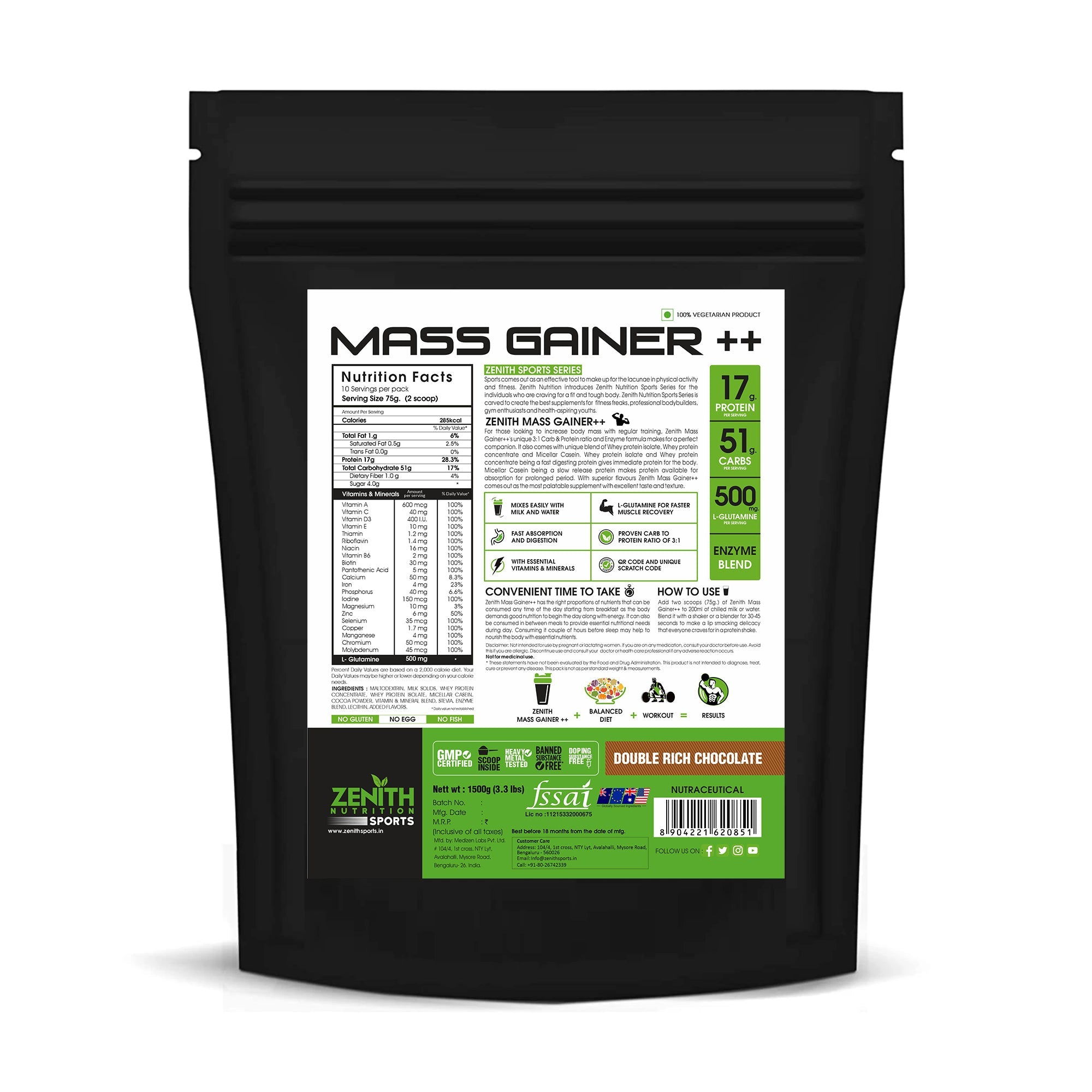 Zenith Sports Mass Gainer with Enzyme blend