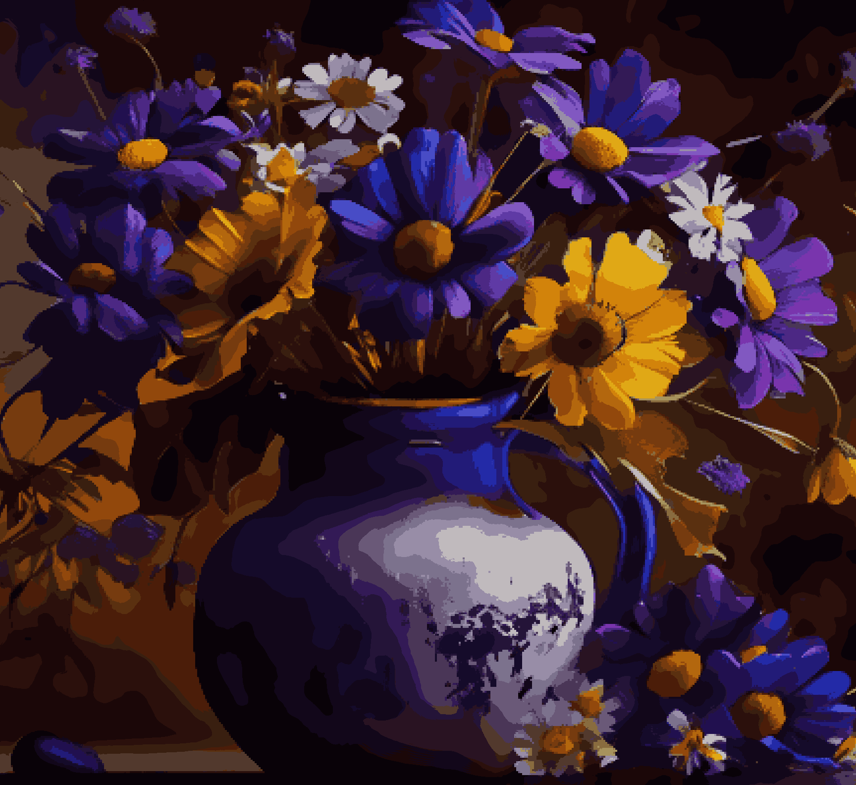 Purple and Yellow Flower Vase