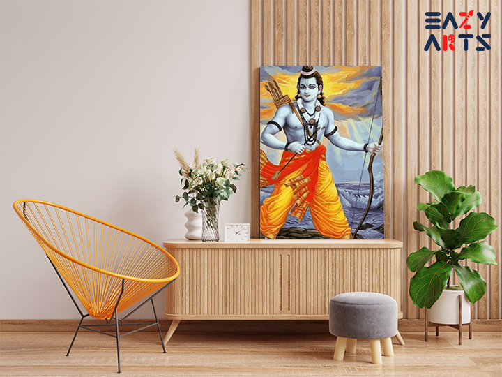 Righteous Warrior: Lord Ram with Bow and Arrow Paint by Numbers Kit