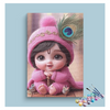 Eazy Arts Adorable Krishna Baby Krishna in Pink with Peacock Feather Paint by Numbers Kit