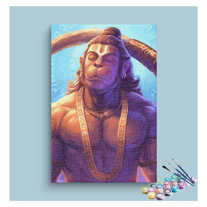 Serene Strength: Lord Hanuman in Meditation Paint by Numbers Kit