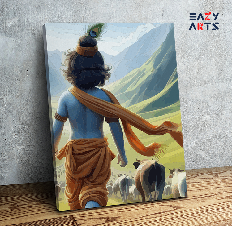 Pastoral Bliss: Krishna Leading the Herd Paint by Numbers Kit