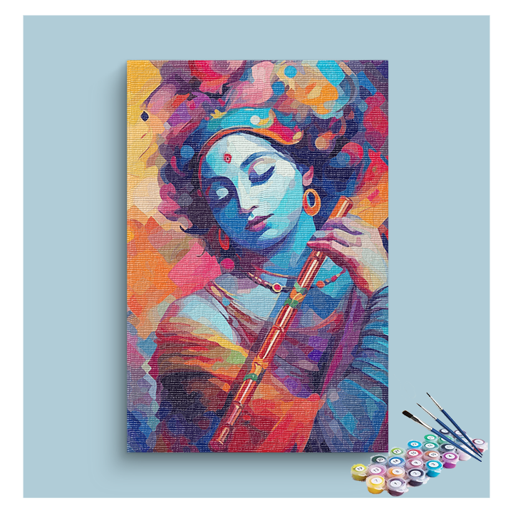 Vibrant Reverie: Krishna in Tranquil Bliss Paint by Numbers Kit