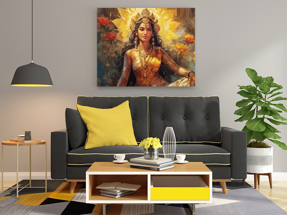 Divinity Paint Color Eazy Arts Radiant Divinity: Goddess Lakshmi Paint by Numbers Kit - Swadesi