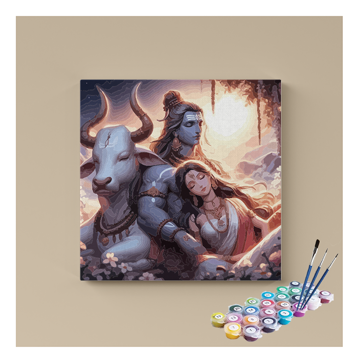 Serenity in Devotion: Shiva and Parvati Paint by Numbers Kit
