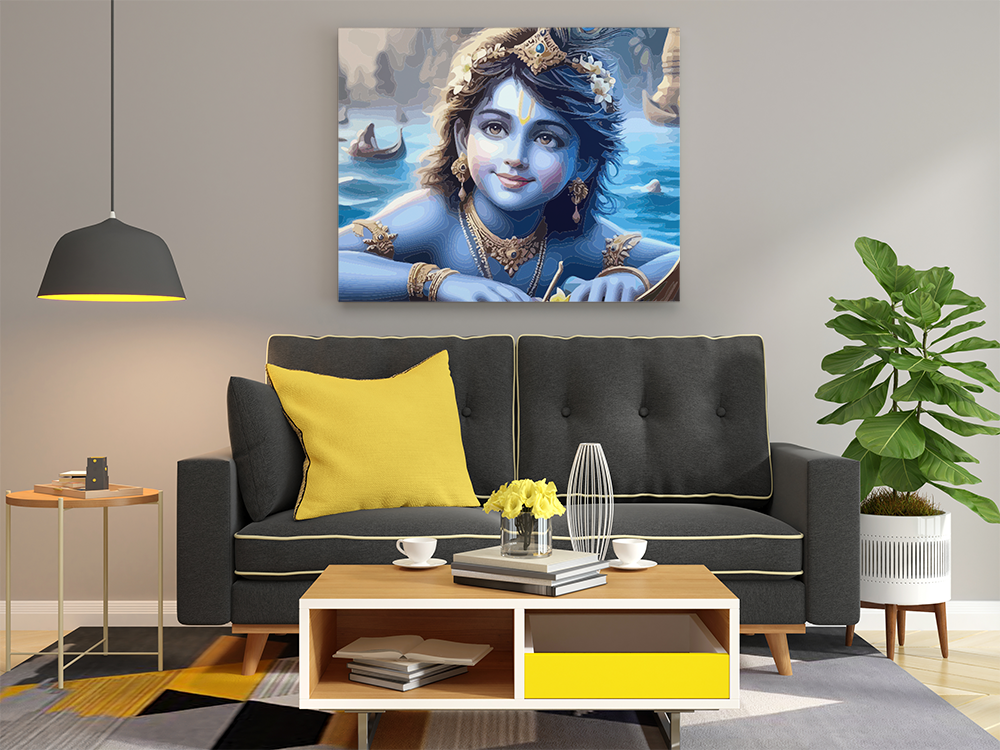 Divine Child Krishna on the Yamuna Paint by Numbers Kit