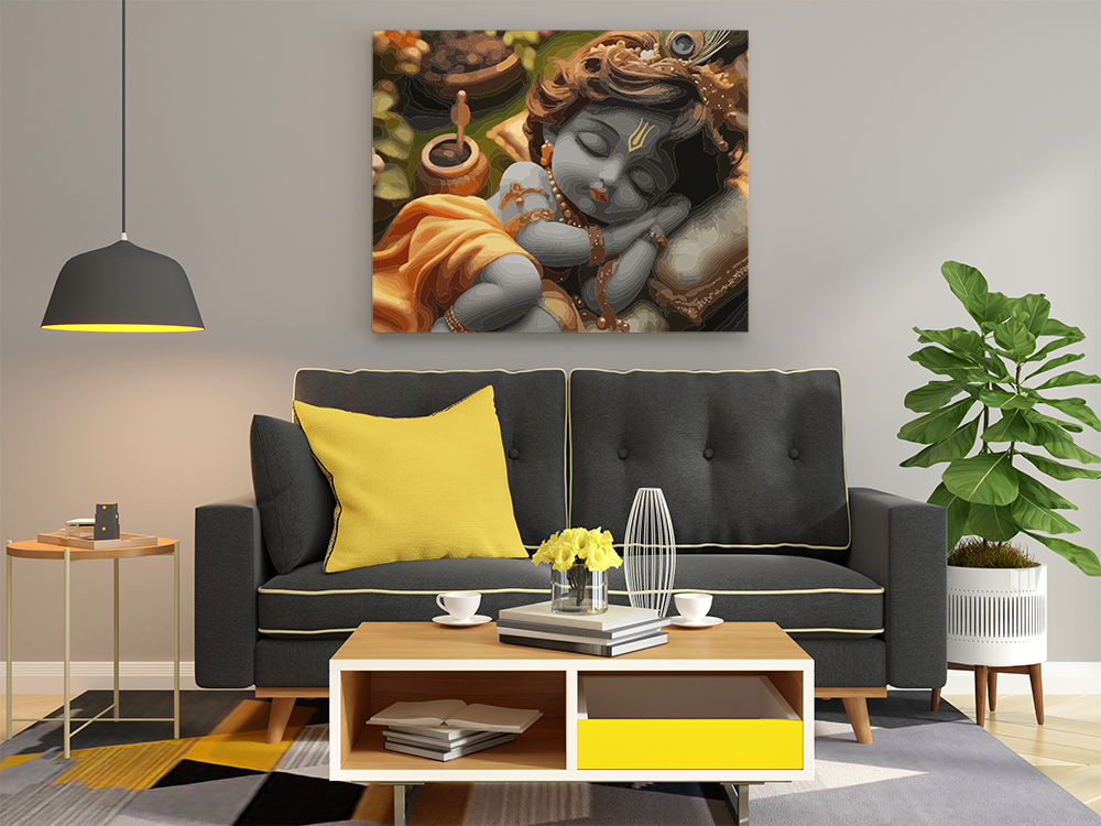 Divine Slumber: Sleeping Baby Krishna Paint by Numbers Kit