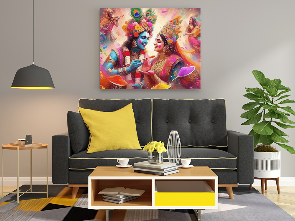 Vibrant Holi Celebration: Krishna and Radha Paint by Numbers Kit