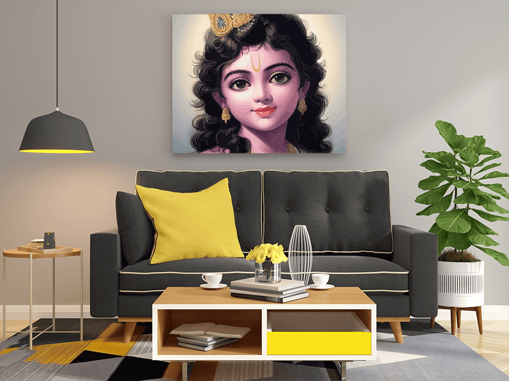 Divine Beauty: Young Krishna Portrait Paint by Numbers Kit
