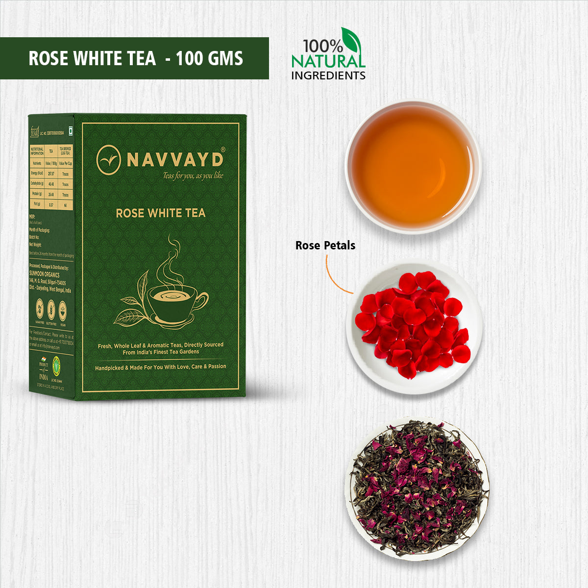 Navvayd Rose White Tea - 100 gms