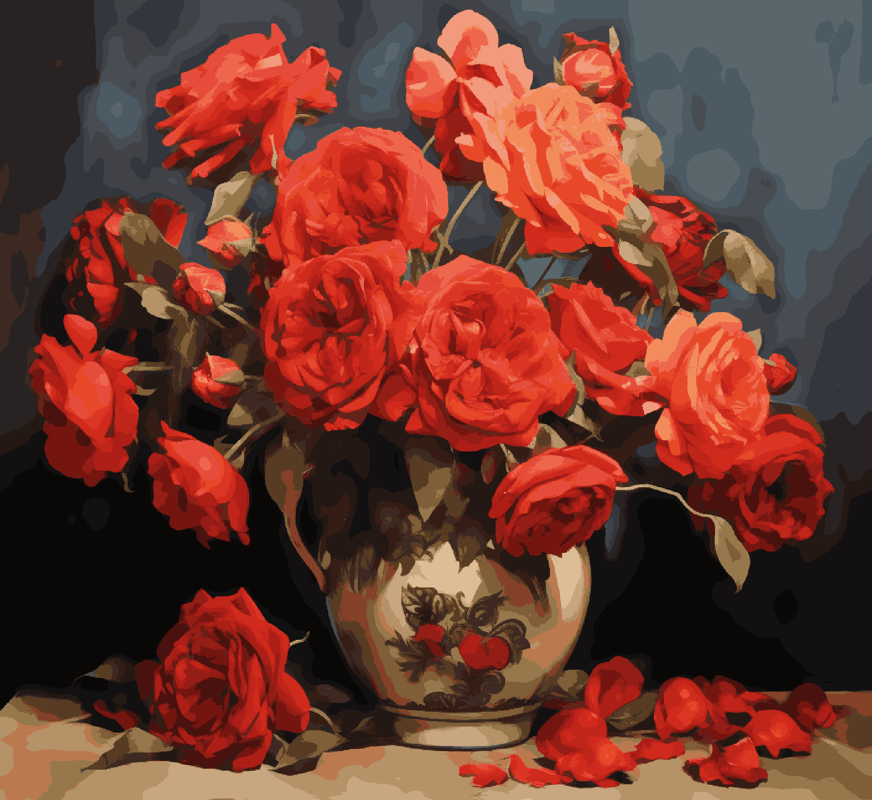 Red Flowers in Vase