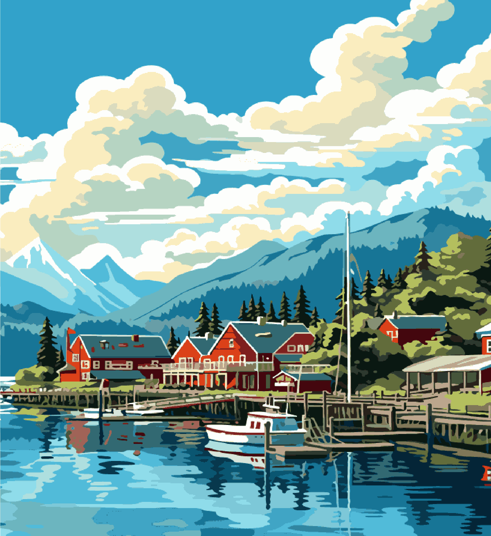 Red House In Blue Nature