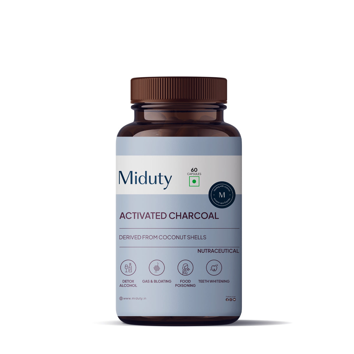 Miduty By Palak Notes Activated Charcoal Capsules - 60 Cpas