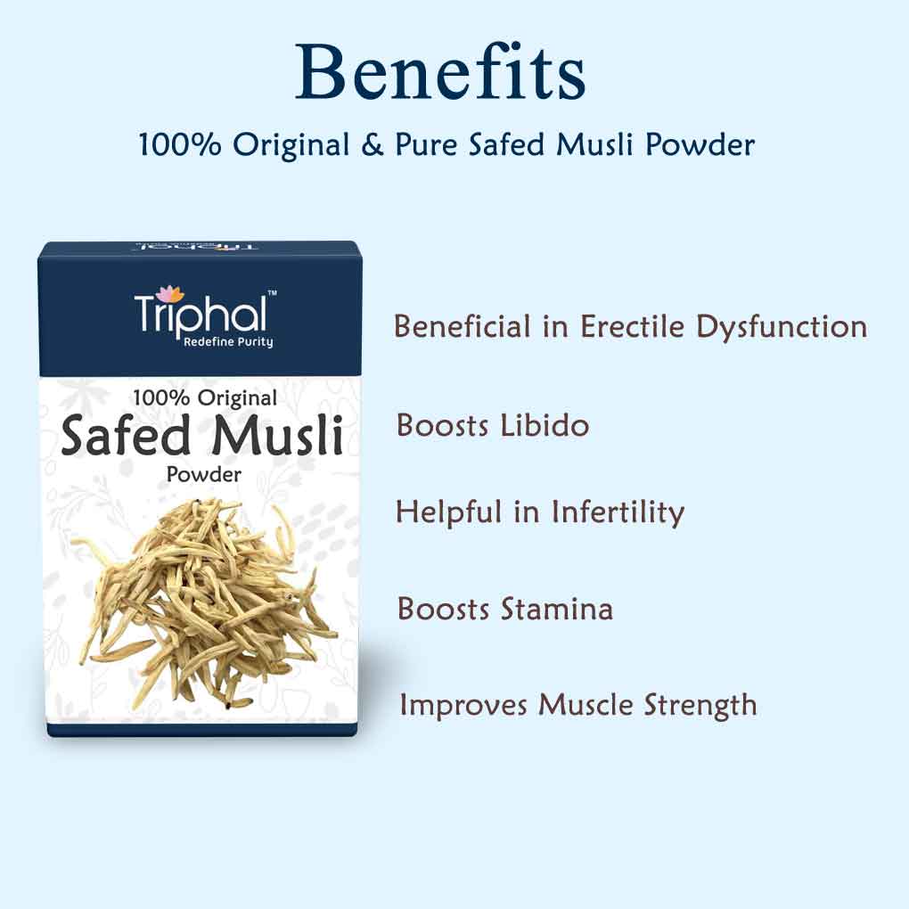 Triphal Safed Musli Powder - 100% Pure and Natural