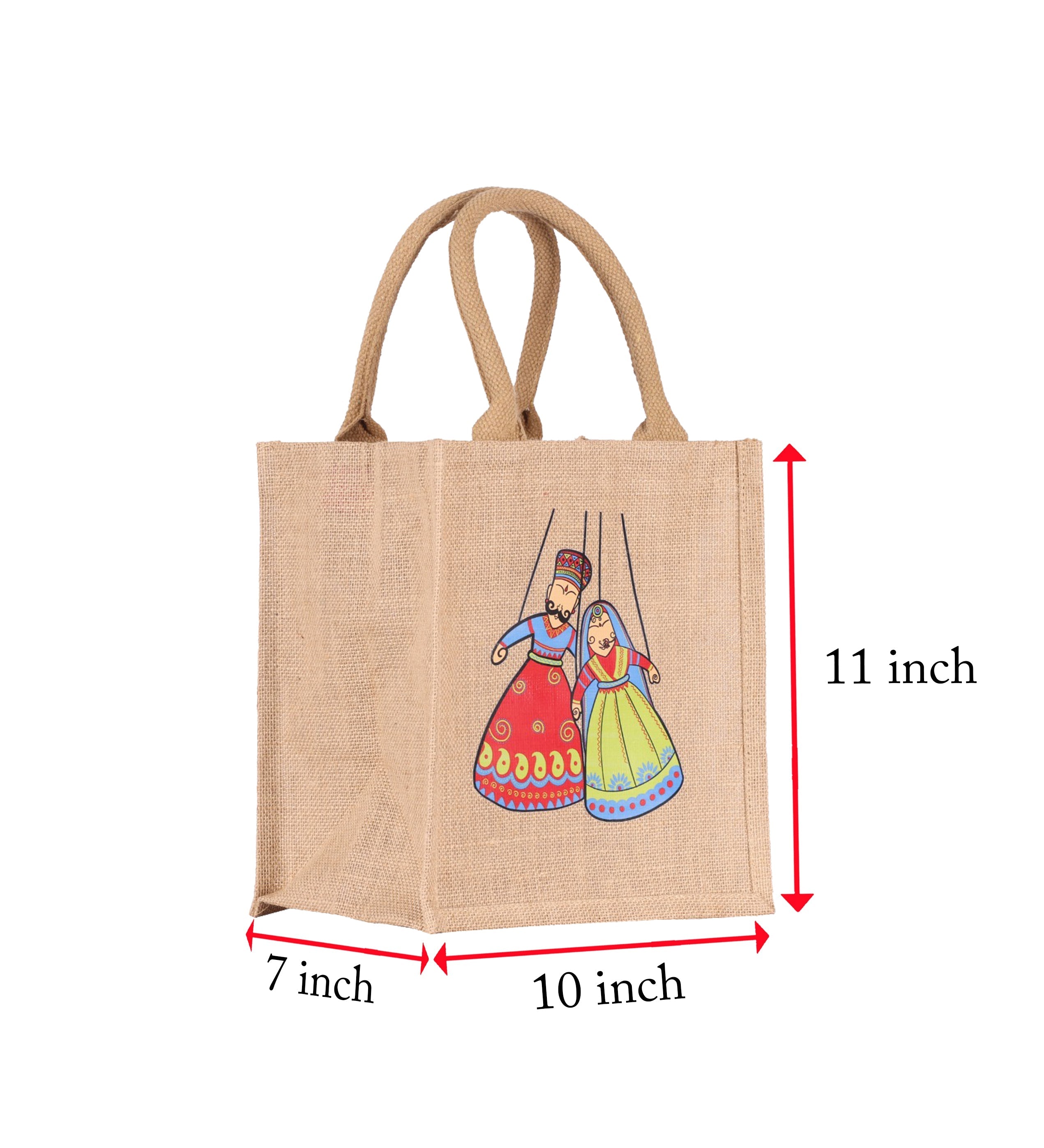 Jute Cottage Puppet Print Zipper Lunch Bag 100% Genuine
