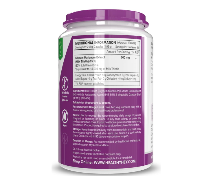 HealthyHey Nutrition Milk Thistle Capsules - 120 Caps