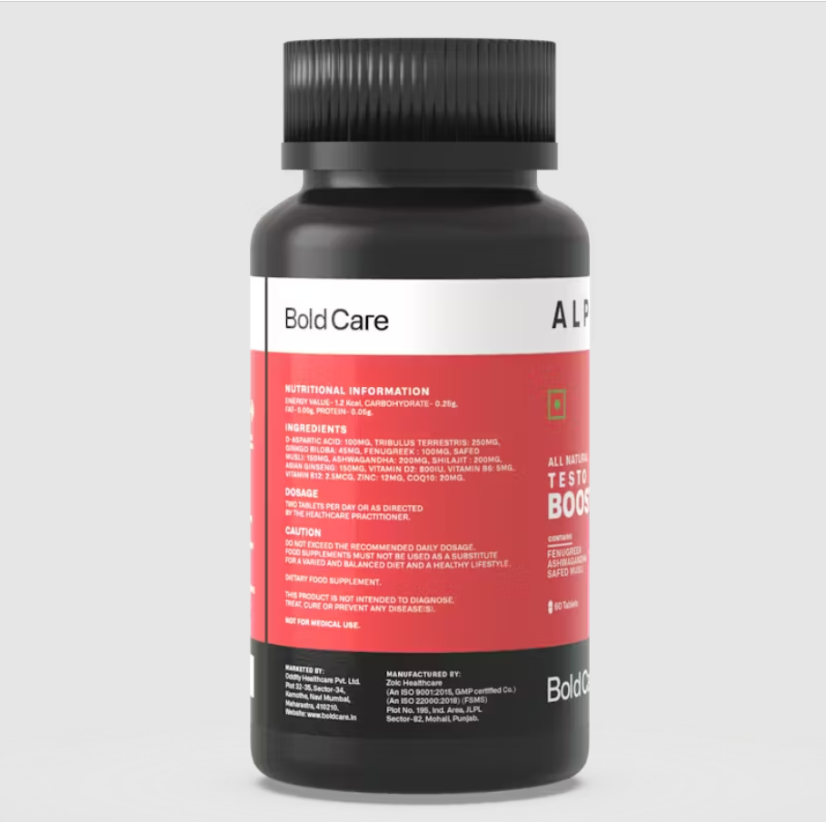 Bold Care Alpha Natural Testosterone Booster - 60 Tablets